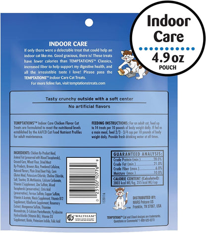 Whiskas Temptations Indoor Care Chicken Flavor Cat Treats, 4.9 Oz Pouch, 3 Pack2