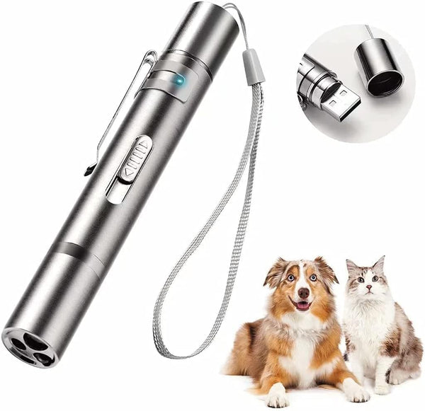 Cat Toys Laser Pointer Rechargeable Cat Laser Toy Interactive Cat Toys for Indoor Cats Kittenes Dogs LED Flashlight 7 Adjustable Patterns Red Light Remotes Teaching Tool USB8