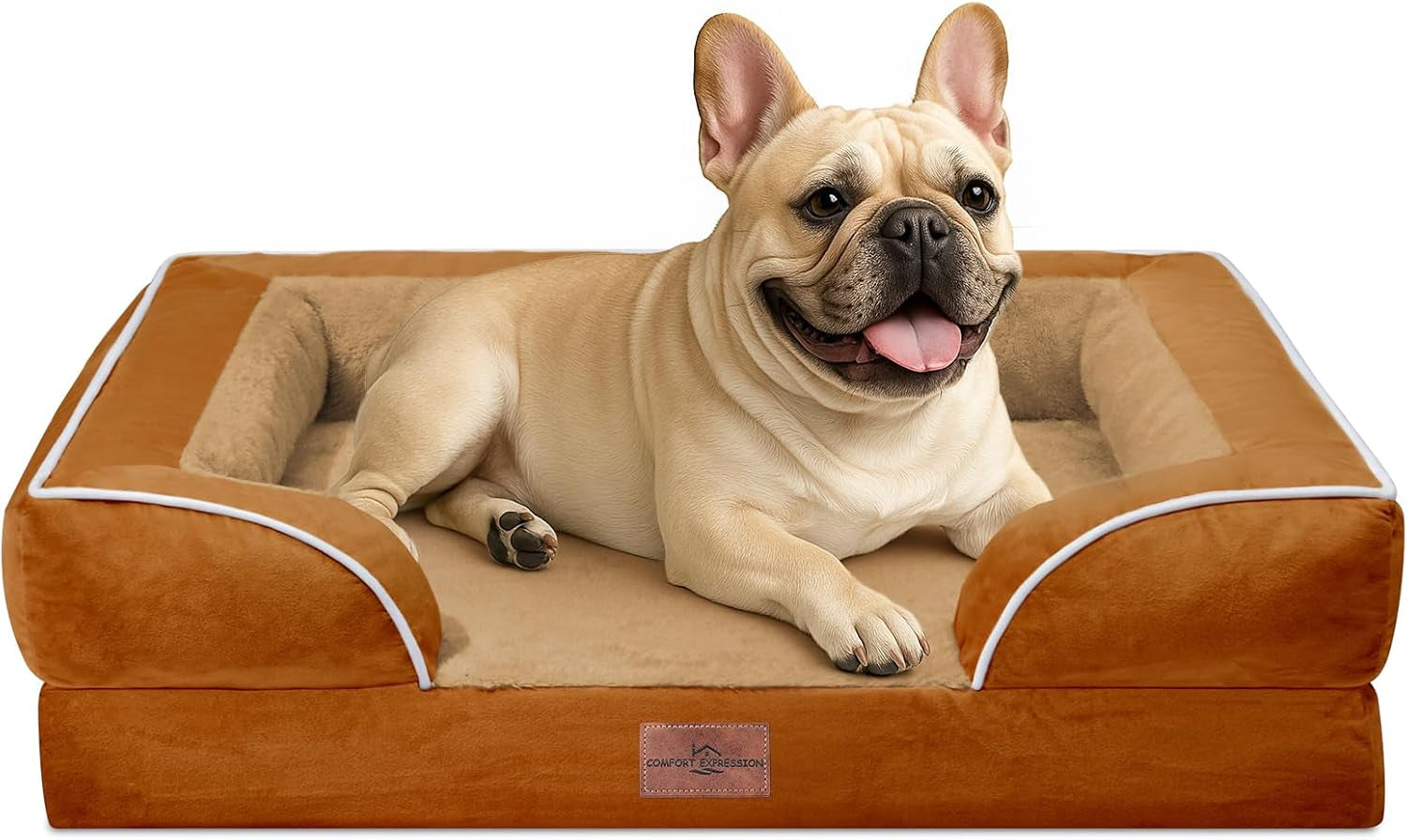 comfort-expression-orthopedic-dog-bed-for-extra-large-dogs-with-bolster-waterproof-dog-couch-bed-with-washable-cover-non-slip-bottom-supportive-egg-crate-foam-xl-pet-bed-42x30-inch