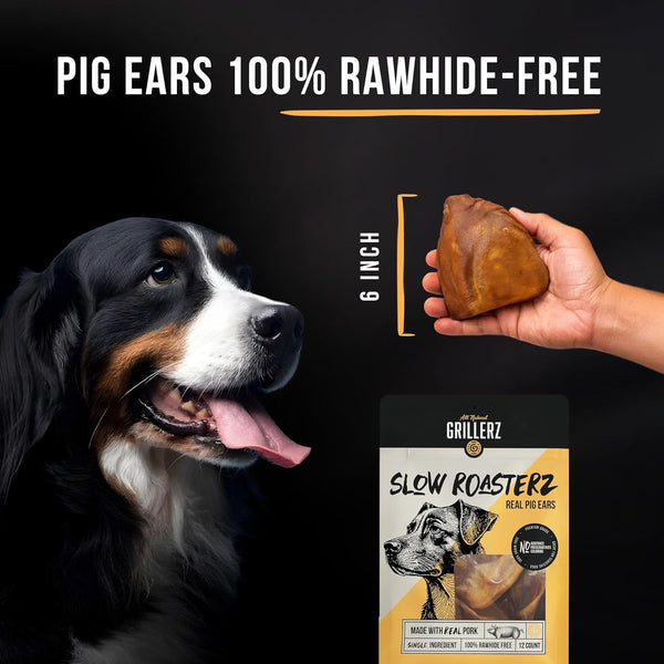 Grillerz Real Pig Ears, Rawhide-Free, 12 Count | Single-Ingredient, All-Natural Pig Ears - a High-Protein, Easily Digestible Chew Dogs Love3