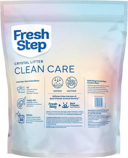 Fresh Step Clean Care Crystsal Cat Litter with Febreze Freshness, Ammonia Block Technology, Lightweight Fresh Step Crystals, Low Dust, 8 Lb. Bag, Pack of 210
