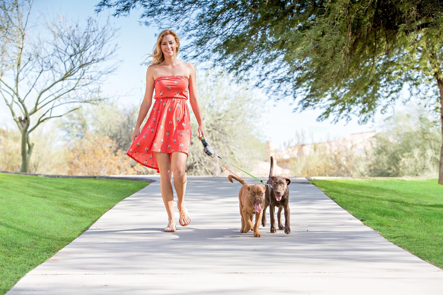 wigzi-2-two-dog-reflective-retractable-pet-leash-360-degree-zero-tangle-patent-two-dogs-each-up-to-50-lbs-and-10ft-reflective-orange-and-green-leads-dual-locking
