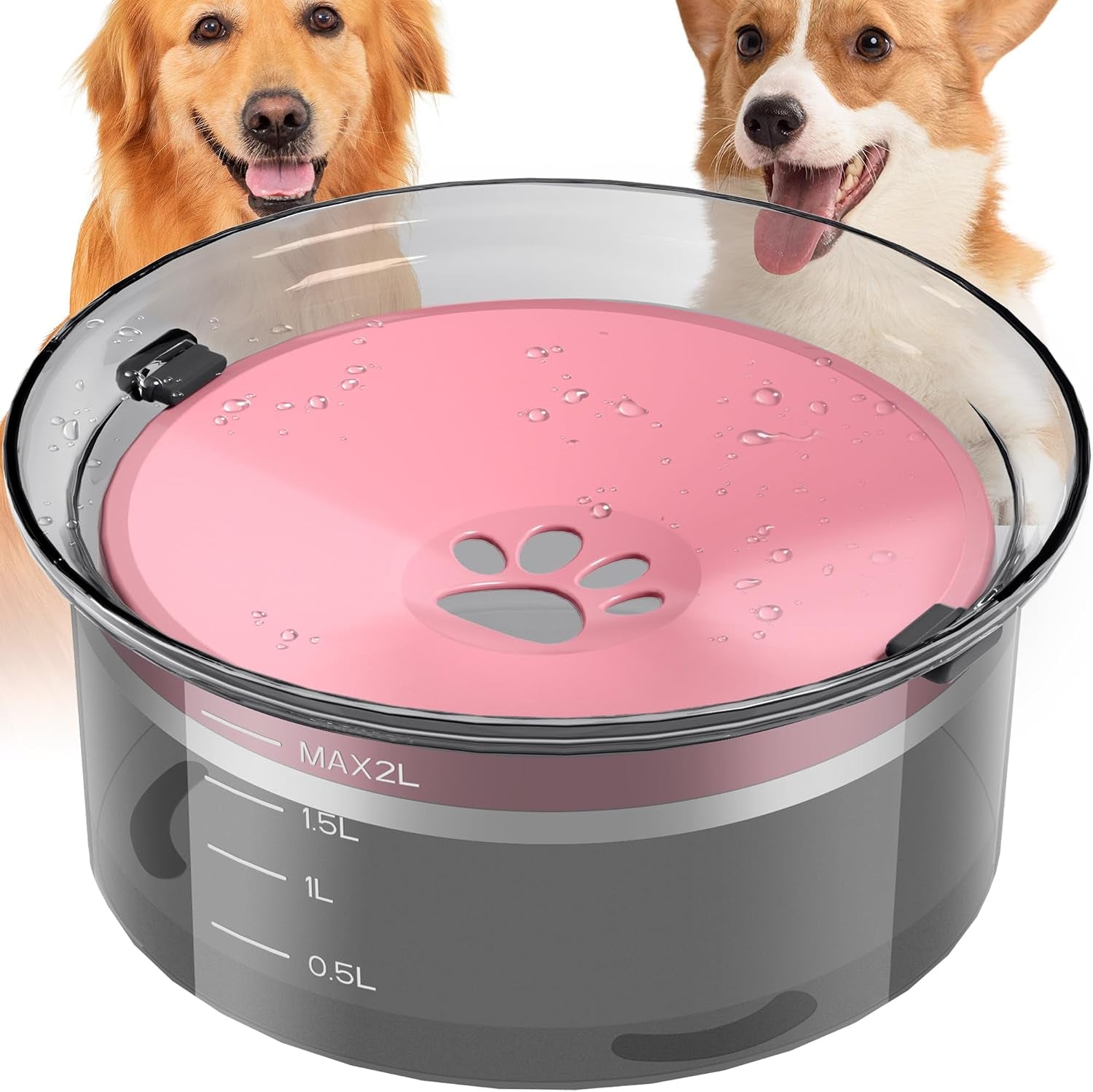 2l-dog-water-bowl-large-capacity-slow-water-feeder-no-spill-dog-bowl-splash-proof-pet-water-dispenser-vehicle-carried-travel-water-floating-bowl-for-dogs-cats-pets-pink