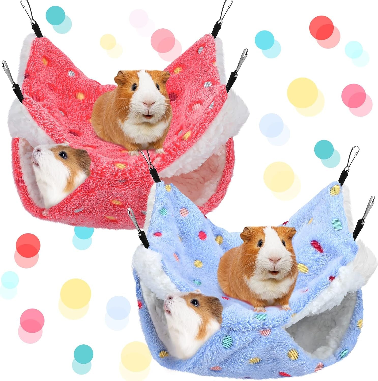 boao-2-pcs-guineas-pig-rat-hammock-guinea-pig-hamster-ferret-hanging-hammock-guinea-pigs-accessories-for-small-animals-chinchilla-parrot-sugar-glider-ferret-squirrelpurple-coffee-heart-pattern