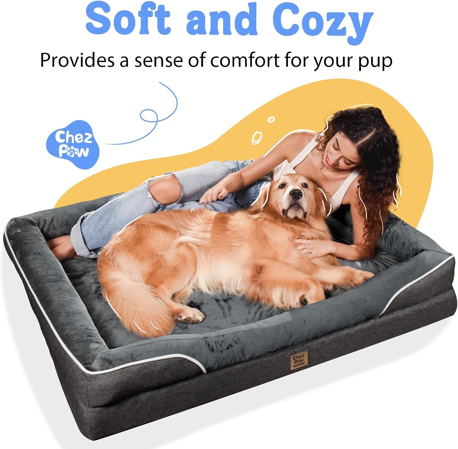 chez-paw-waterproof-orthopedic-xl-dog-bed-for-large-and-extra-large-dogs-egg-crate-foam-4-sided-bolster-support-waterproof-liner-non-slip-bottom-machine-washable-cover-42-x-30-inch