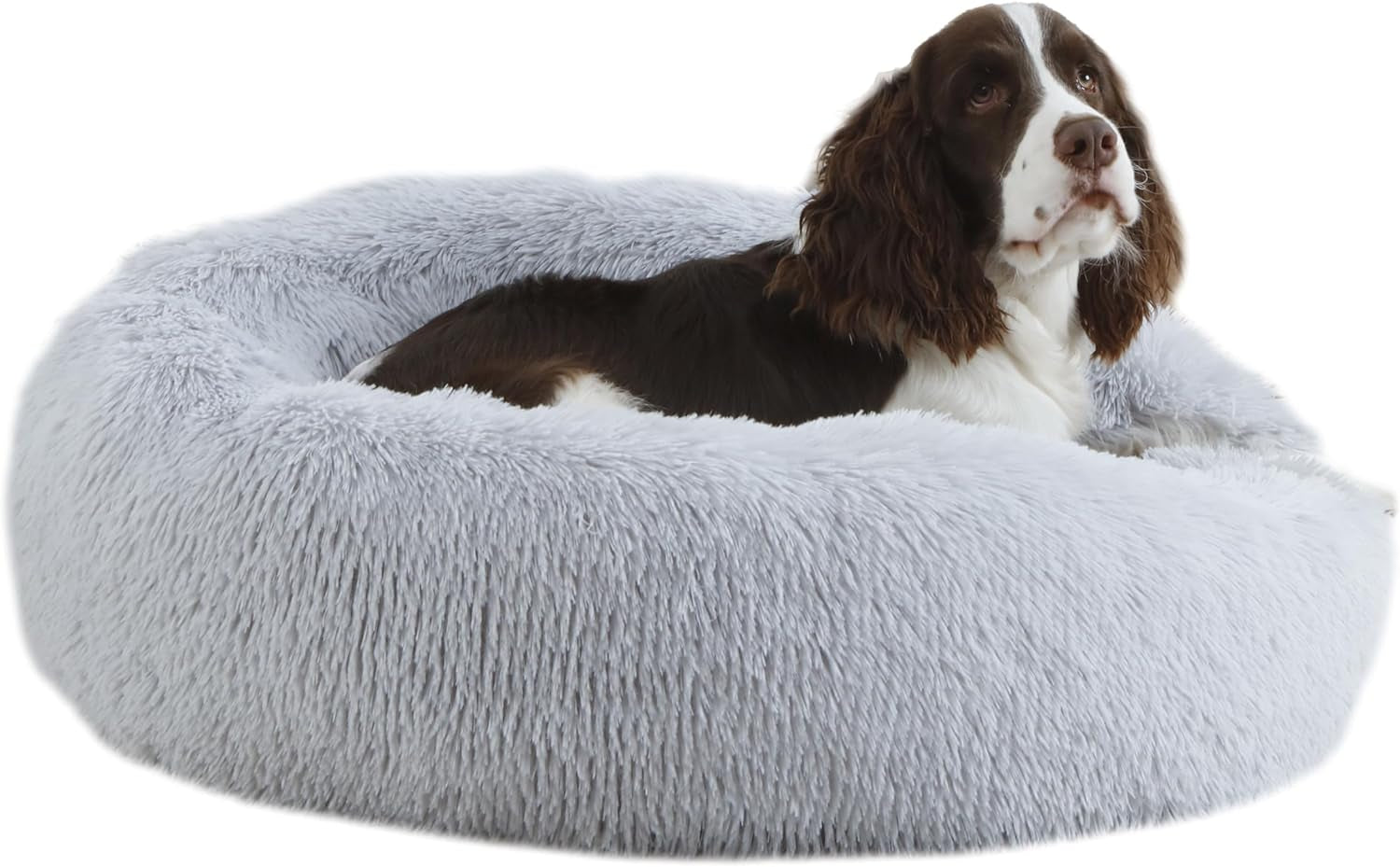 bunlitent-39-inch-calming-dog-bed-donut-dog-bed-for-large-sized-dog-grey-plush-anti-anxiety-donut-shape-warming-cozy-round-cuddler-nest-soft-cute-marshmallow-cuddler-nest-pet-bed