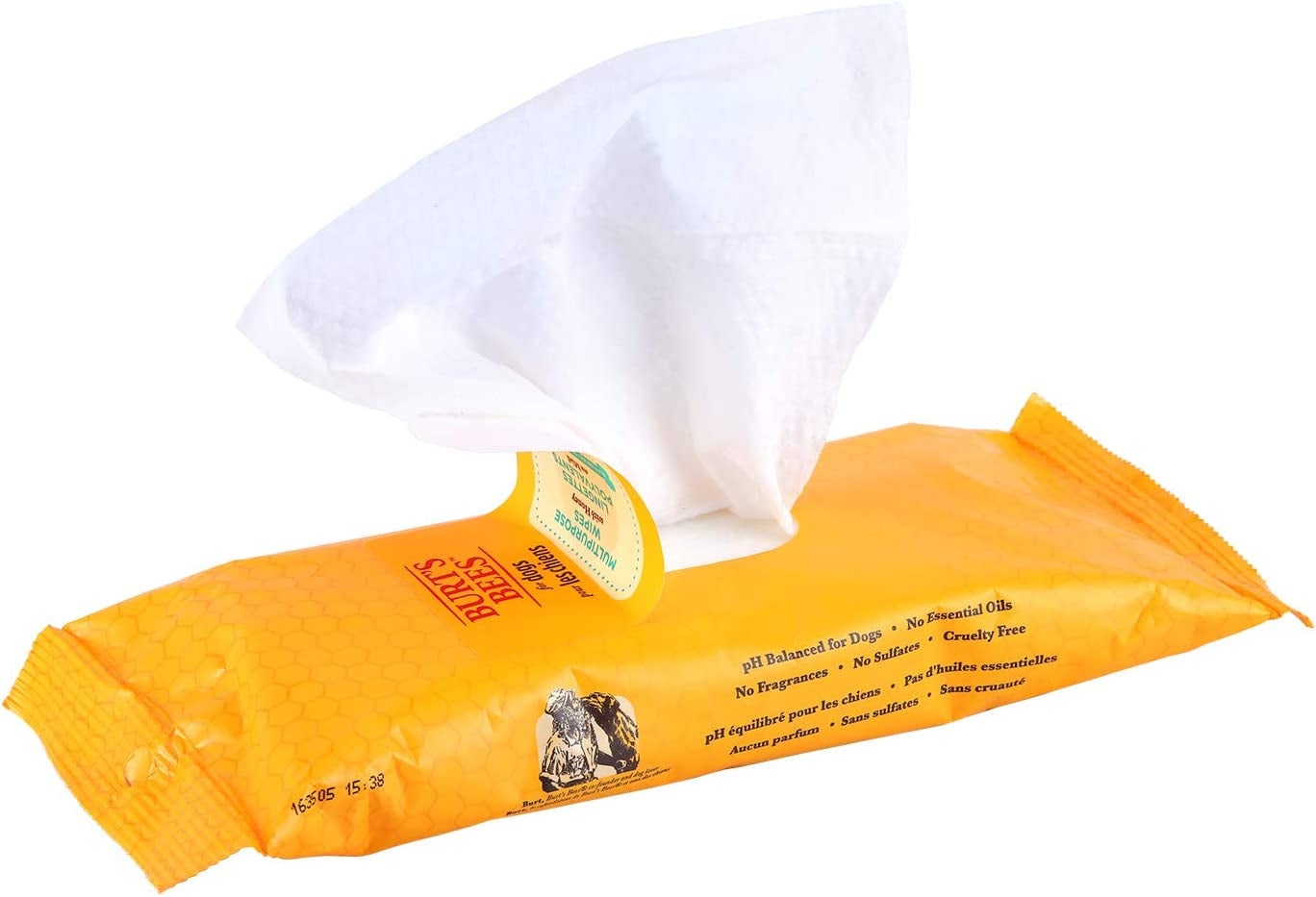 burts-bees-for-pets-honey-multipurpose-dog-grooming-wipes-gentle-hypoallergenic-spot-cleaning-sheets-ph-balanced-natural-origin-formula-for-paws-face-and-butt-50-count-2-pack-natural-grooming