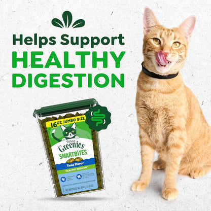 Greenies Feline Smartbites Healthy Indoor Cat Treats, Tuna, 16 Oz | Veterinarian-Recommended, Fiberblend Formula, Supports Digestion, under 2 Cal per Treat, Natural Ingredients, Dual Texture2