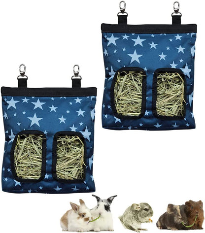 RIOUSSI Guinea Pig Hay Feeder, Hanging Rabbit Hay Feeder Bag. Blueflower | Upgraded Double Layer Fabric | Bite Resistant | Cleaner Hay & Less Mess | Small Animal Hay Holder for Bunnies & Chinchillas21
