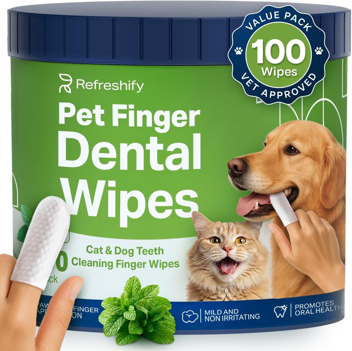 dog-teeth-cleaning-wipes-100-value-pack-fresh-mint-dog-dental-wipes-vet-formulated-pet-teeth-cleaning-finger-wipes-for-dogs-cats-effective-dog-teeth-cleaning-plaque-tartar-solution