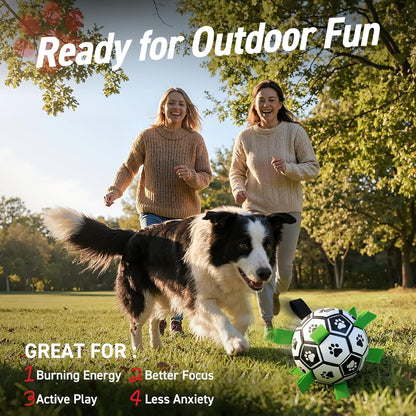 QDAN Dog Toys Dog Balls, 6 Inch Dog Soccer Ball with Straps, Herding Balls | Dog Birthday Toy, Balls for 20-40Lbs Dogs, Outdoor Puppy Toys to Keep Them Busy, Interactive Toy for Tug, Pool Water Toy Ball5