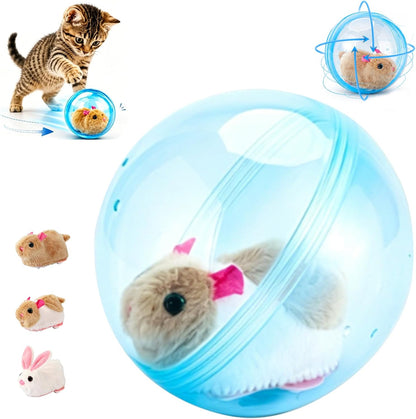 2026 New Self-Rolling Interactive Cat Ball Realistic Animal Automatic Moving Rolling Cat Ball 360° Rolling Spin Moving Cat Ball Fun Indoor Interactive Pet Ball for Cats Dogs Chasing (Blue, Mouse-A)10
