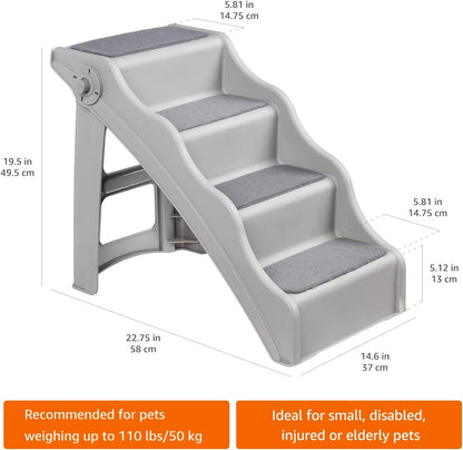 Amazon Basics Foldable Non-Slip Pet Stairs for Small Dogs and Cats, Senior Pets, Easy to Climb, 14.6" X 22.75" X 19.5", Grey4