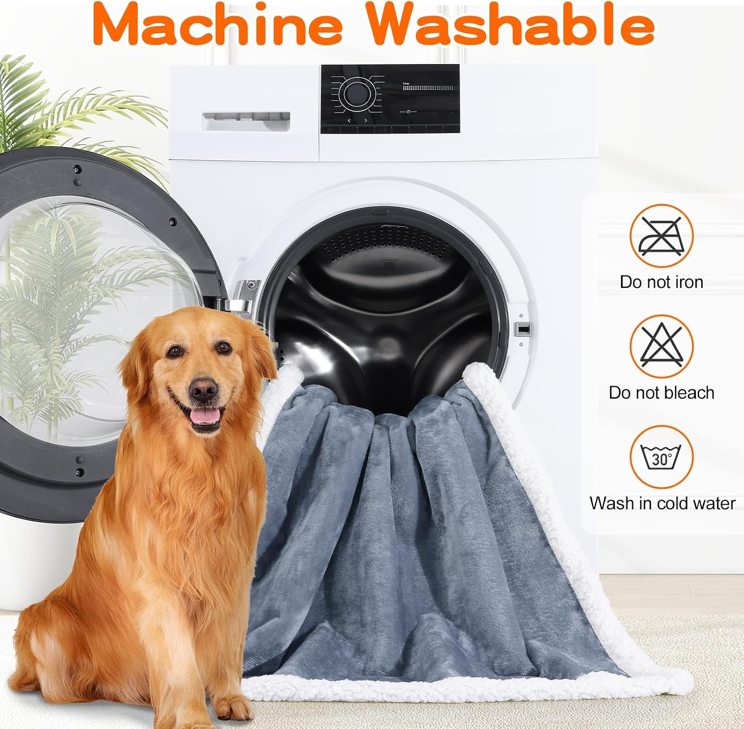 smiry-waterproof-blanket-throw-reversible-dog-blanket-for-sofa-couch-bed-soft-leakproof-sherpa-fleece-washable-furniture-couch-protector-for-large-dogs-cats-40x60-grey-white