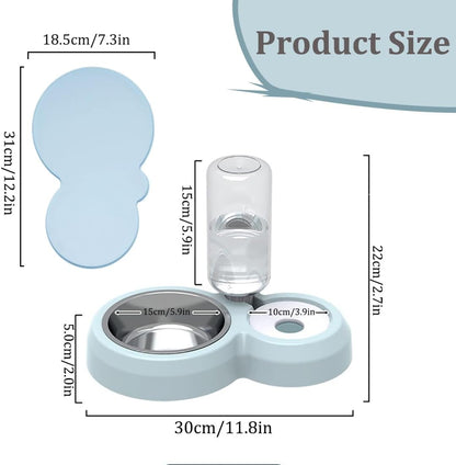Double Dog Cat Bowls, Pets Food and Water Bowl Set with Silicone Mat | Pets Food and Water Bowl Set with Automatic Water Dispenser Stainless Steel Bowl, Gravity Feeder for Cats Small Dogs Puppies7