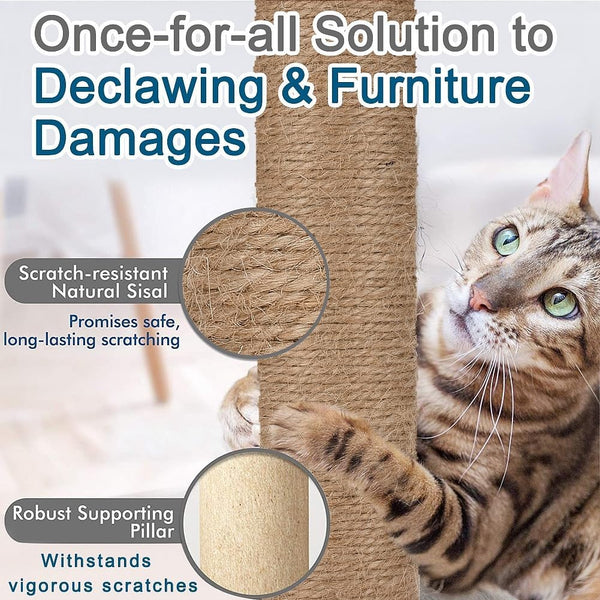 Cat Scratching Post with Ball for Small Cat, Polar Fleece Scratcher Kitten Toys for Indoor Sisal 1.77 Inch Scratch Post Interactive Toy with Dangling Ball4