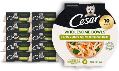 Cesar Wholesome Bowls Wet Dog Food, Chicken Recipe, 3 Oz, 10 Count | Real Chicken #1 Ingredient, Slow-Cooked, 7 Key Ingredients, No By-Products or Artificial Flavors, Easy to Digest13