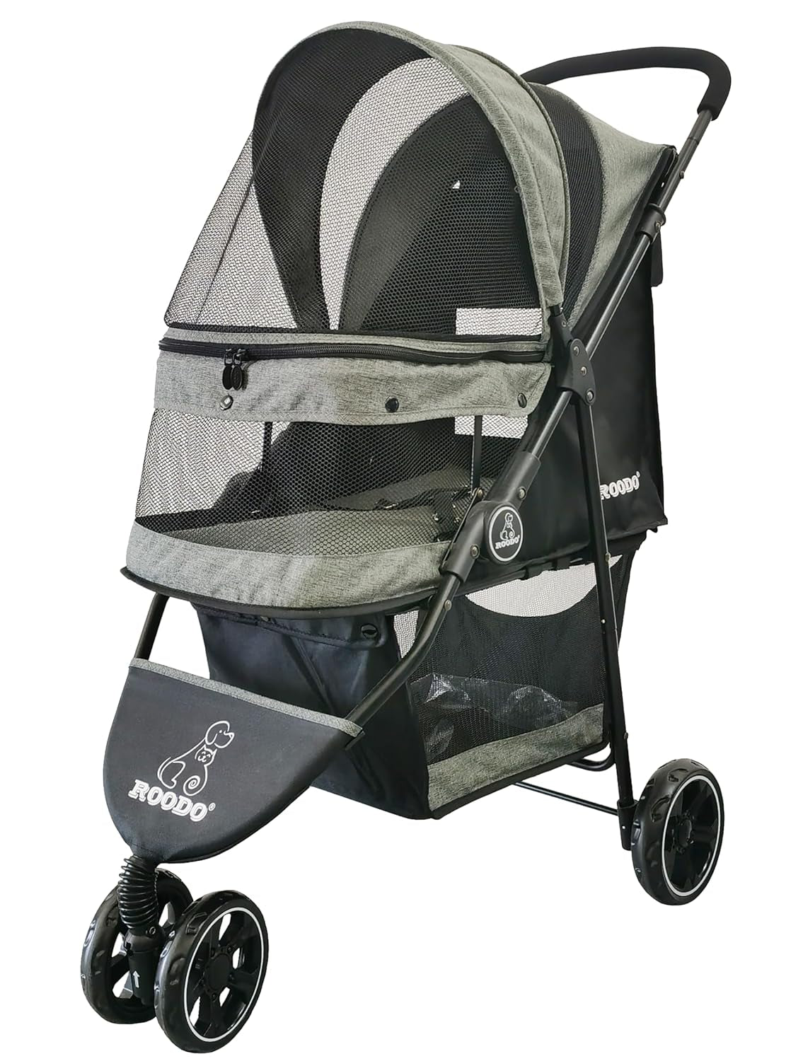 roodo-3-wheel-pet-stroller-best-lightweight-foldable-compact-portable-jogger-all-terrain-travel-pet-gear-puppy-kitty-stroller-for-up-to-30lbs-medium-small-dogs-and-catsgreen