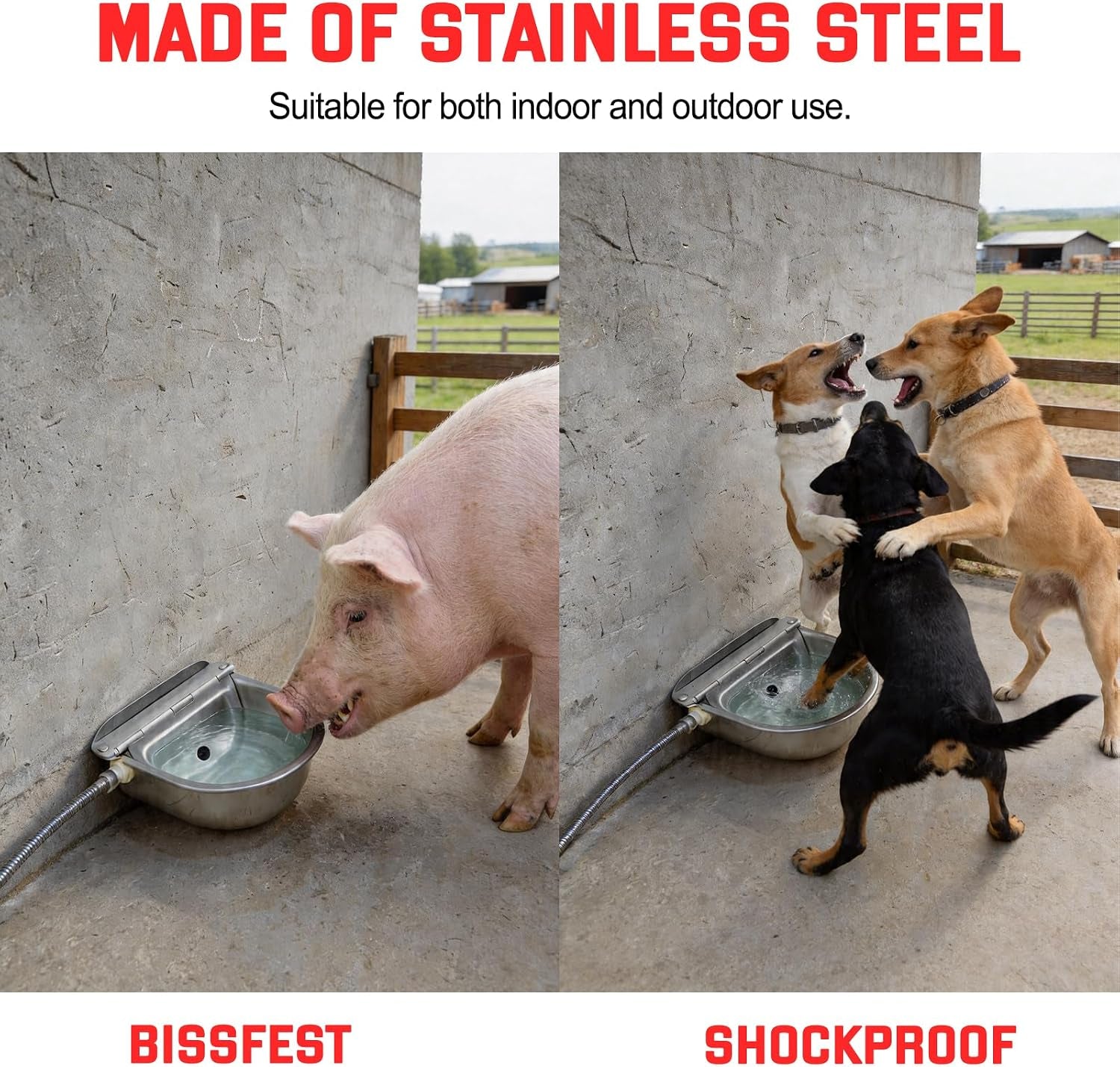 automatic-water-bowl-304-stainless-steel-pet-water-dispenser-dog-feeder-waterer-for-large-dogs-with-40-inch-steel-hose-2-float-valve-copper-connector-adapter-2-bolts-with-drainage-hole