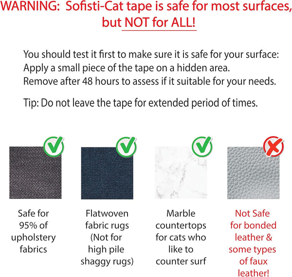 Training Tape, Cat Tape for Furniture, Scratch Deterrent Keep Cats from Scratching Furniture with Our Double -Sided Repellent, 2.5" X 15' Roll6