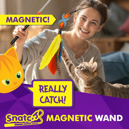 Cat Amazing Snatch - Magnetic Cat Wand Toy! Telescoping, Durable Feather Toy for Cats - Fishing Pole & Teaser Wand String Stick - Cats Can Really Catch!3