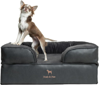 NOAH & PAW Large Dog Bed, 35X25X11 Inch, Orthopedic Dog Beds, Eggshell Memory Foam Infused with Cooling Gel, Inner Cover, Water Resistant, Machine Washable (Faux Leather)36