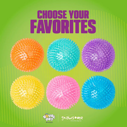 Gnawsome™ 4.5” Spiky Squeaker Ball Dog Toy - Extra Large, Cleans Teeth and Promotes Good Dental and Gum Health for Your Pet, Colors Will Vary, 4.5"7