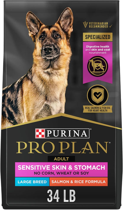 Purina Pro Plan Sensitive Skin and Stomach Dog Food Large Breed Salmon and Rice Formula - 34 Lb. Bag1