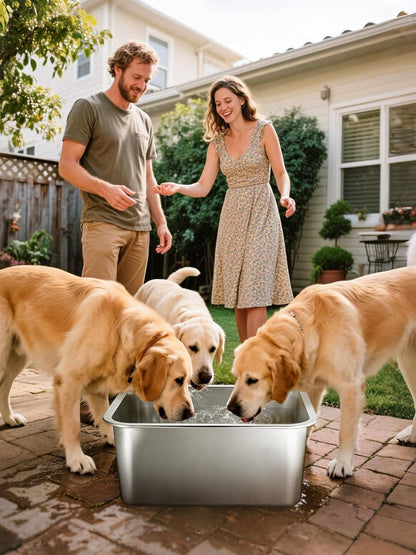 4 Gallons Extra Large Dog Bowls - High Capacity Food Grade Stainless Steel Dog Water and Food Bowl No Spilling, Durable for X-Large Multiple Large Breed Dogs Indoor Outdoor5