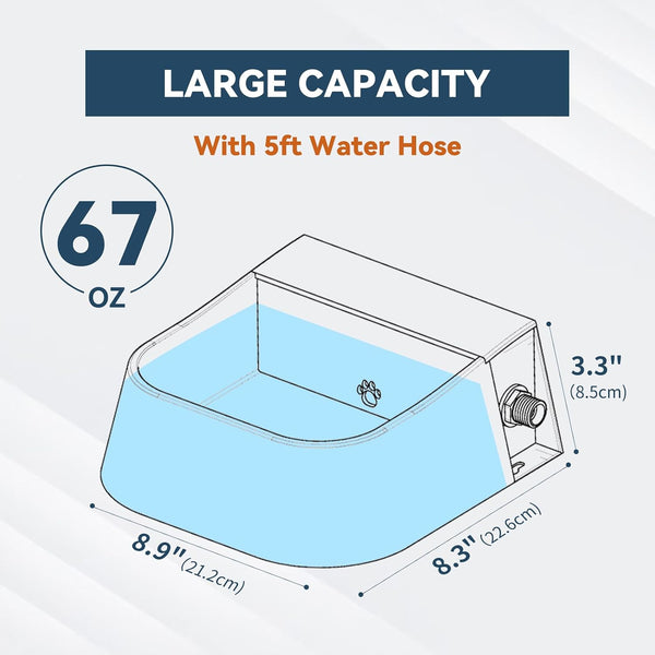 Outdoor Water Bowl for Dogs– 2L Automatic Dog Water Dispenser with 59" Hose and Float Valve, Ideal for All Kinds of Animals (Fits 3/4" GHT Faucet)6