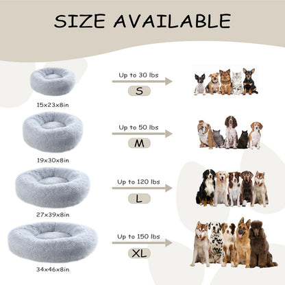 Bunlitent 39 Inch Calming Dog Bed, Donut Dog Bed for Large Sized Dog, Grey | Plush Anti-Anxiety, Donut Shape, Warming Cozy, round Cuddler Nest, Soft Cute,Marshmallow Cuddler Nest Pet Bed4