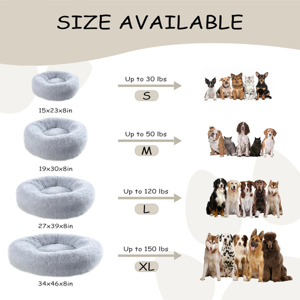 Bunlitent 39 Inch Calming Dog Bed, Donut Dog Bed for Large Sized Dog, Grey | Plush Anti-Anxiety, Donut Shape, Warming Cozy, round Cuddler Nest, Soft Cute,Marshmallow Cuddler Nest Pet Bed4