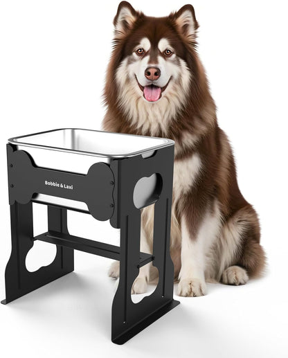 Bobbie & Laxi 14" Elevated Dog Water Bowl, 2.4 Gal Stainless Steel Bowl | Reduces Neck & Joint Strain for Large or Senior Dogs; Rust-Resistant Steel Bowl, Iron Stand9