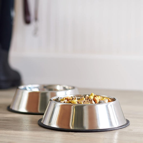 Amazon Basics Stainless Steel Non-Skid Dog Water and Food Bowls, Dishwasher Safe, Rust Resistant, 38Oz Capacity, 10 X 2.8 Inches, 2-Pack6