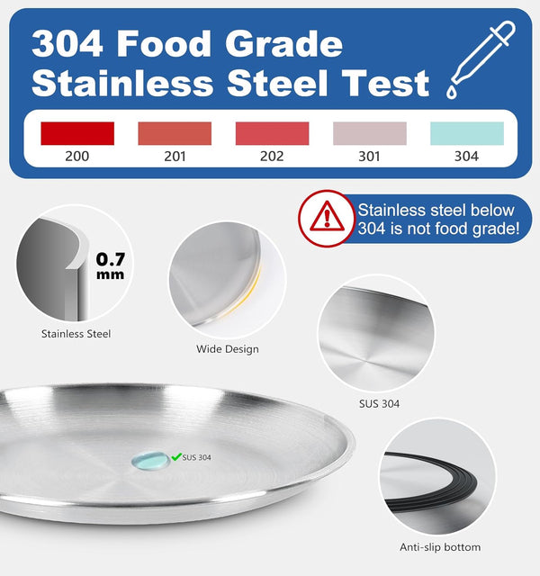 Supet Cat Plates Whisker Friendly, Non Slip Dish for Wet Food, Shallow Wide Flat Bowls Stainless Steel Metal for Indoor Cats, Kitten, Small Dog (13Oz, 4Pcs)4