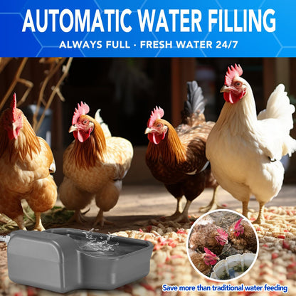 PETTEN Auto Fill Dog Water Bowl Dispenser Outdoor,Large Capacity(118Oz/1Gal) Auto Dog Water Dispenser with 3/4" GHT Male Faucet Connector, Water Bowl Dispenser for Dog, Cat, Livestock(Gray)3
