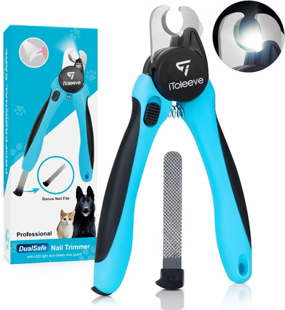 Itoleeve LED Dog Nail Clipper with Light, Illuminates Nails or Bloodline for Safe and Easy Trimmers, Extra Sharp for Thick Nails, Quick Sensor, Avoid over Cutting Toenail, for Cats & Dogs1