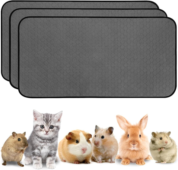 2 Pack Guinea Pig Cage Liners, Washable Guinea Pig Pee Pads Waterproof Reusable & anti Slip Guinea Pig Bedding Fast and Super Absorbent Pee Pad Tarp Bottom for Small Animals (Dark Grey 24" X 47")10