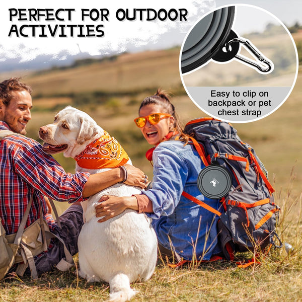 Collapsible Dog Bowls for Travel, 2-Pack Dog Portable Water Bowl for Dogs Cats Pet Foldable Feeding Watering Dish for Traveling Camping with Carabiners, BPA Free (Grey&Black, Small (Pack of 2))5