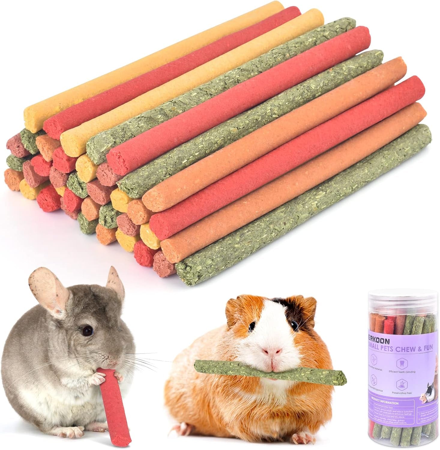 erkoon-40pcs-rabbit-timothy-hay-sticks-five-flavors-purplepotato-timothyhay-pumpkin-strawberry-carrot-suitable-guinea-pig-hamste-gerbil-chinchilla-treats-chew-toys-for-teeth-for-bunnies