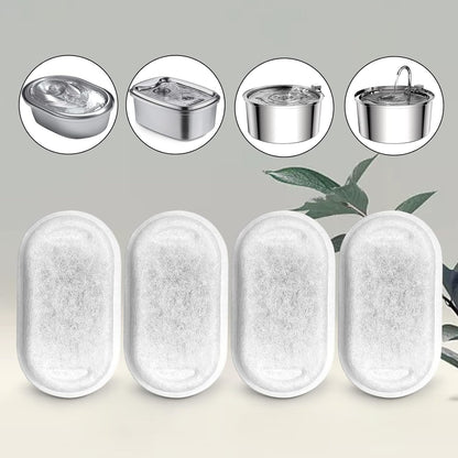 Cat Water Fountain Filters for 108/3.2L& 67Oz/2L Stainless Steel Pet Water Dispenser Fountain Filter Replacement with 8 Sponges (8 Filters&8 Sponges)8