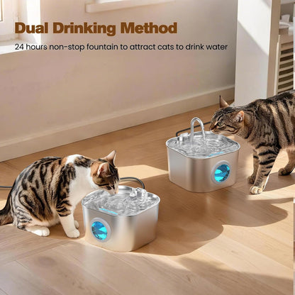 Cat Water Fountain Stainless Steel: Pet Fountains for Cats/Dog Indoor Automatic Waterer Bowls for Drinking Small Animal Water Dispenser Metal Pets Watering Faucet Bottle Auto Kitty Watering Supplies7