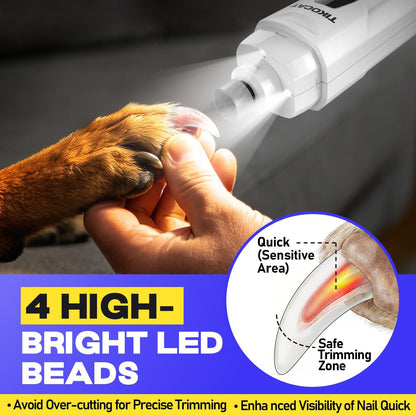 Whisper-Quiet Dog Nail Grinder 50% More Powerful for Sensitive Dogs,Cats | 6-Speed Pet Nail Trimmer with LED Display & 4 LED Lights, 3 Grinding Bits, No Over-Cutting,Stress-Free Grooming for All Pets4