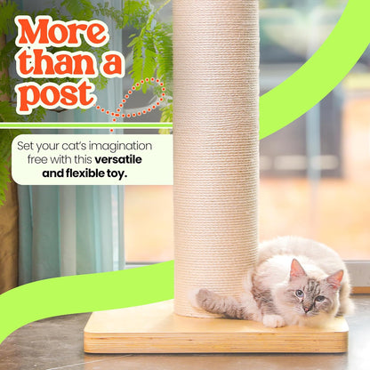 50" Tall Cat Scratching Post, Extra-Large Post for Large Cats | 36 Lb Heavy Build, Thickest 7.3 Inch Sisal Column, Wax Oiled Plywood Base, Stable for Maine Coon and Large Cats5