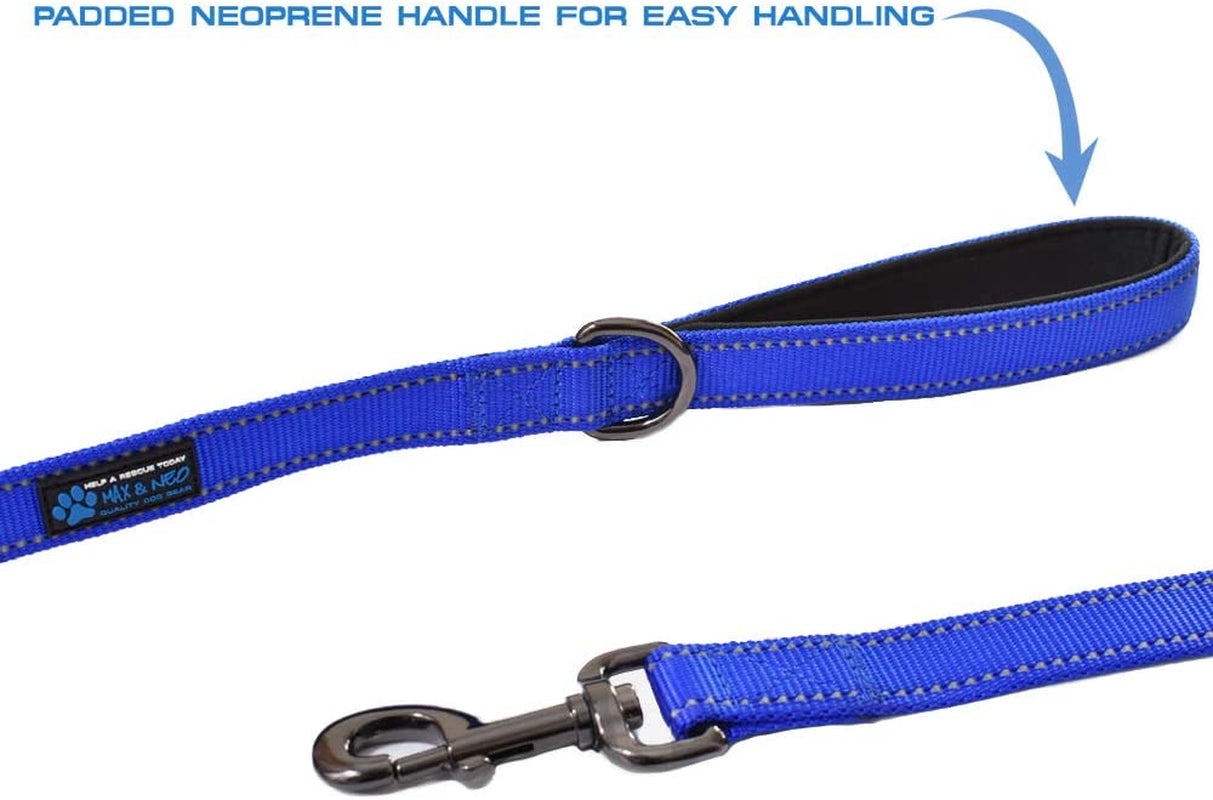 max-and-neo-double-handle-traffic-dog-leash-reflective-donates-to-dog-rescue-black-6-ft