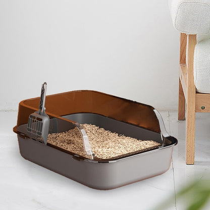 Open Litter Box Semi Enclosed Cat Toilet Sand Box Bedpan Container for Indoor Cats and Young Kittens- Gray6