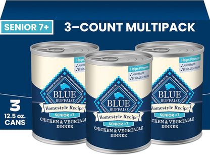 Blue Buffalo Homestyle Recipe Chicken & Vegetable Dinner Paté Natural Wet Dog Food for Senior 7+ Dogs, Made with Natural Ingredients, Vitamins & Minerals, 12.5-Oz. Can (12 Count)14