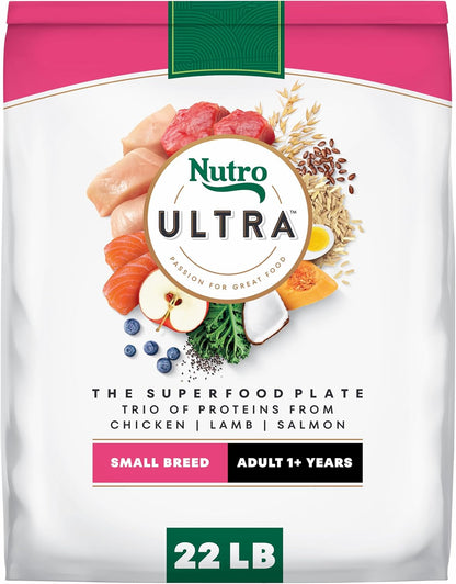 Nutro Ultra Small Breed Adult Dry Dog Food, Chicken, Lamb & Salmon, 22 Lb | High-Protein Trio, Non-Gmo, No Corn, Wheat, Soy, 14 Superfoods Blend, Omega 3 & 6 Fatty Acids, Essential Antioxidants1