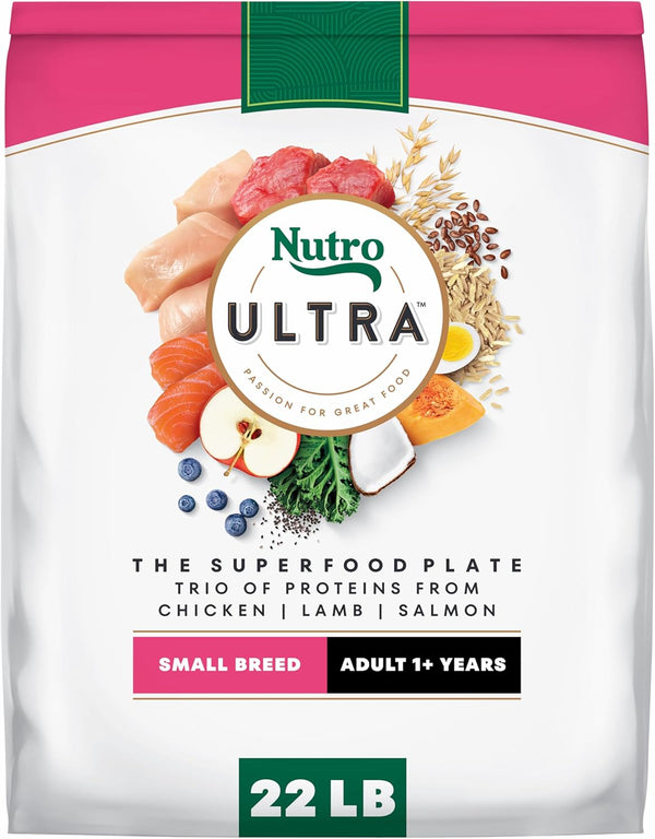 Nutro Ultra Small Breed Adult Dry Dog Food, Chicken, Lamb & Salmon, 22 Lb | High-Protein Trio, Non-Gmo, No Corn, Wheat, Soy, 14 Superfoods Blend, Omega 3 & 6 Fatty Acids, Essential Antioxidants1