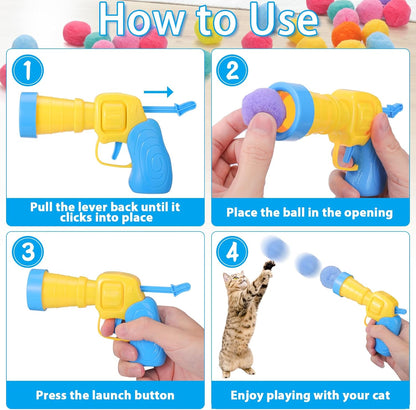 Mity Rain 102PCS Cat Ball Launchers & Pom Pom Balls Interactive Cat Toy Set | Safe Soft Plush Kitten Toys for Indoor Cats, Fun Kitten Toys for Endless Active Play (Christmas)5